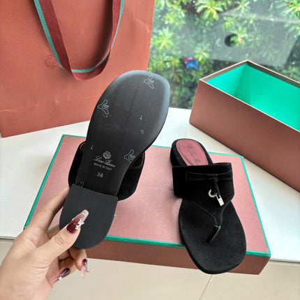 LP THONG SANDALS 25S IN BLACK SUEDE