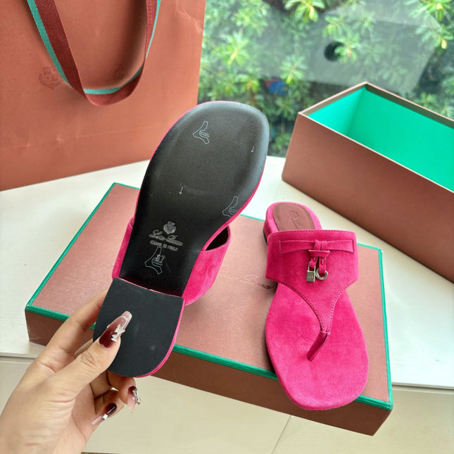 LP THONG SANDALS 25S IN DARK PINK SUEDE
