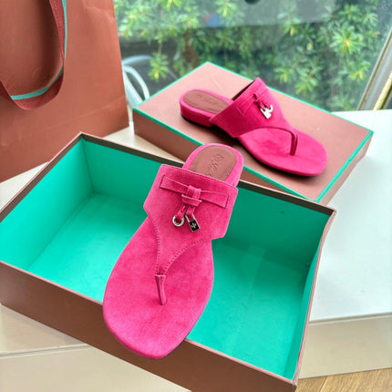 LP THONG SANDALS 25S IN DARK PINK SUEDE