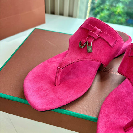 LP THONG SANDALS 25S IN DARK PINK SUEDE