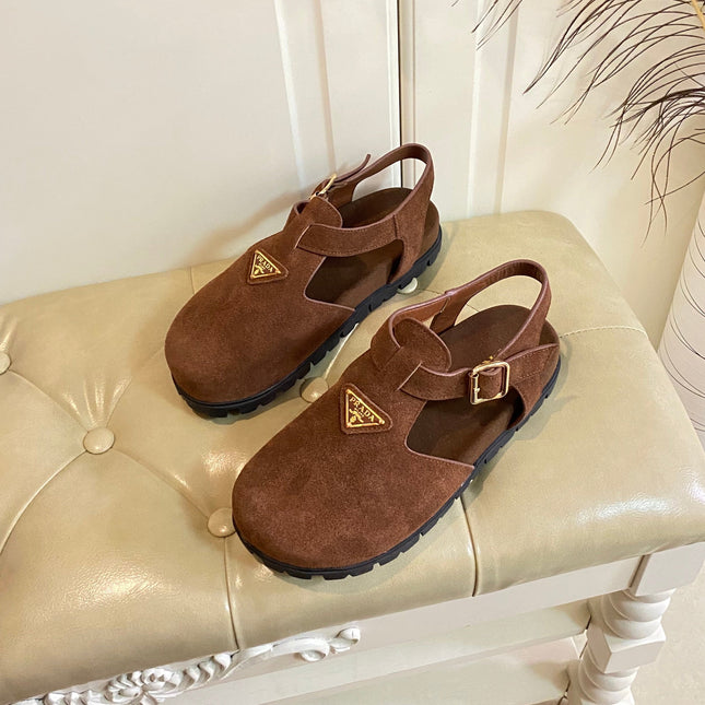 RUBBER SOLE SANDALS IN COCOA BROWN SUEDE