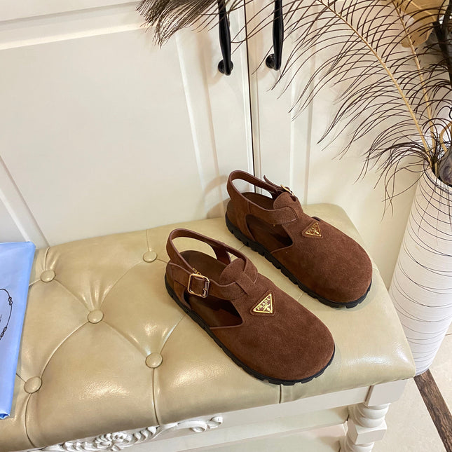 RUBBER SOLE SANDALS IN COCOA BROWN SUEDE