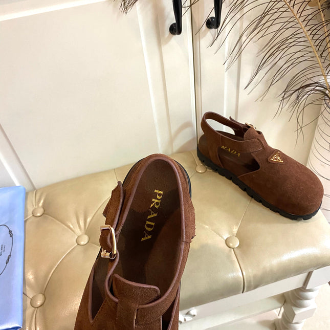 RUBBER SOLE SANDALS IN COCOA BROWN SUEDE