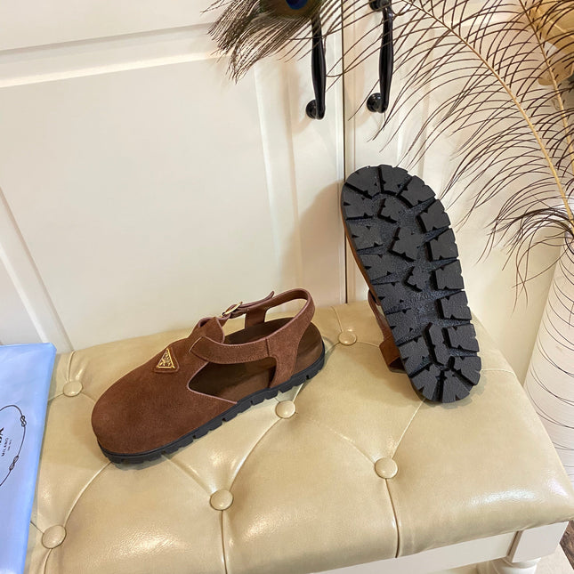 RUBBER SOLE SANDALS IN COCOA BROWN SUEDE