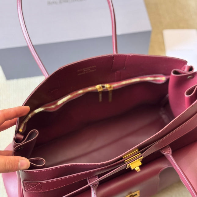 BEL AIR CARRY ALL BAG 35 IN BURGUNDY RED NAPPA LAMBSKIN GOLD HARDWARE