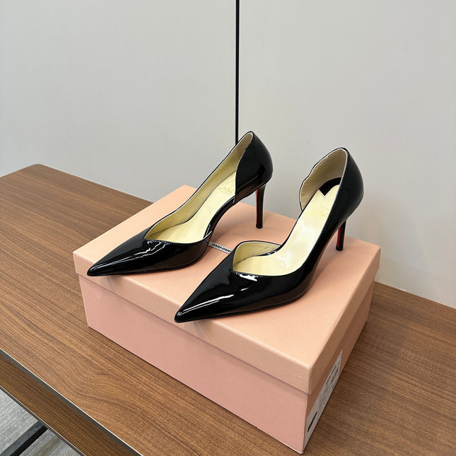 IRIZA PUMPS 85MM IN BLACK PATENT CALFSKIN