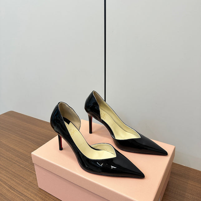 IRIZA PUMPS 85MM IN BLACK PATENT CALFSKIN