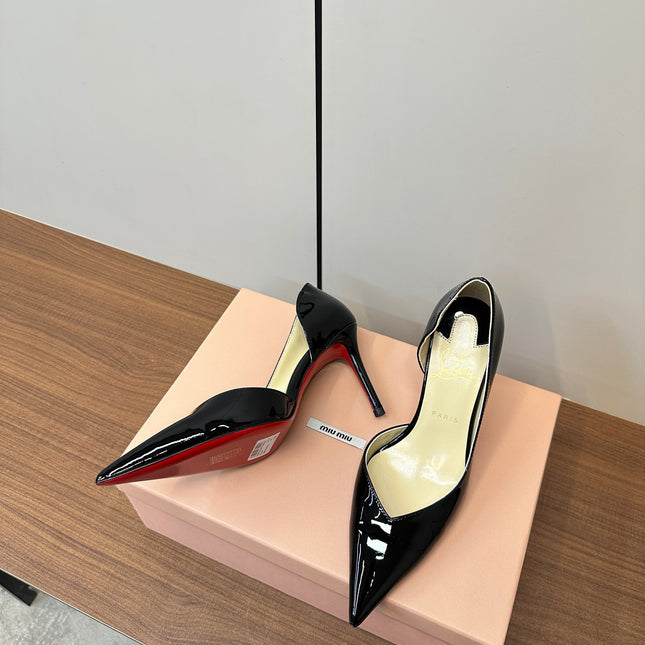 IRIZA PUMPS 85MM IN BLACK PATENT CALFSKIN
