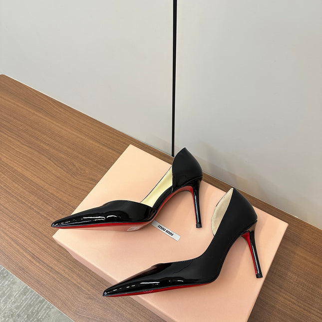 IRIZA PUMPS 85MM IN BLACK PATENT CALFSKIN