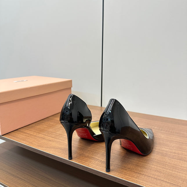 IRIZA PUMPS 85MM IN BLACK PATENT CALFSKIN