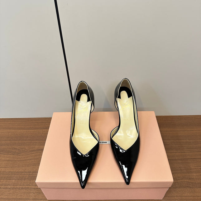 IRIZA PUMPS 85MM IN BLACK PATENT CALFSKIN