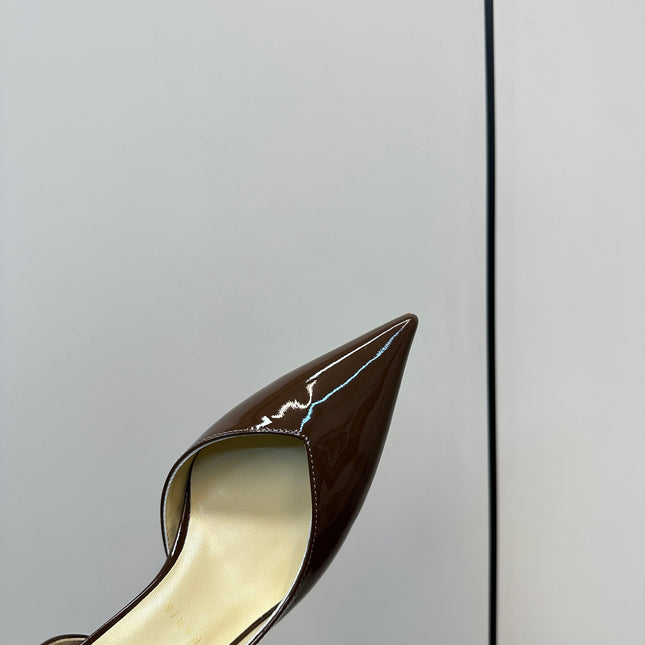 IRIZA PUMPS 85MM IN BROWN PATENT CALFSKIN