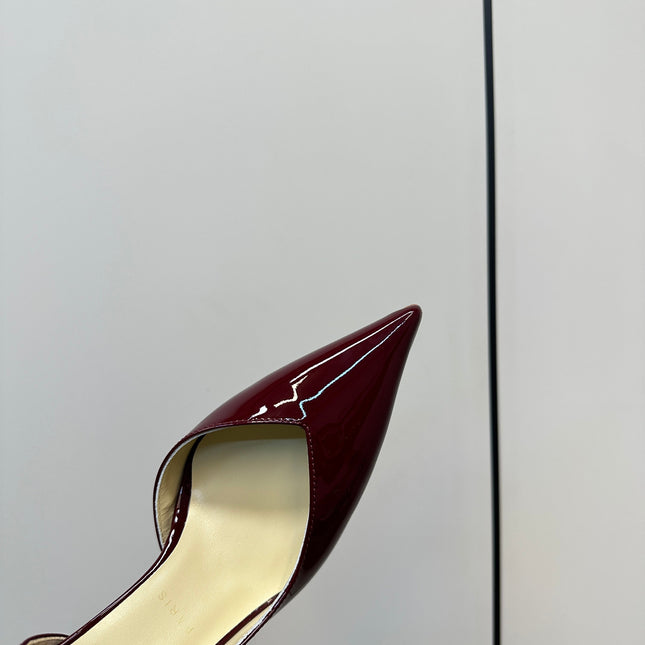 IRIZA PUMPS 85MM IN BURGUNDY PATENT CALFSKIN