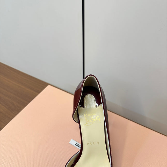 IRIZA PUMPS 85MM IN BURGUNDY PATENT CALFSKIN