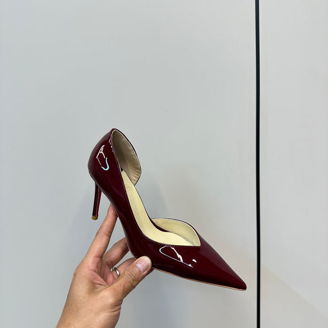 IRIZA PUMPS 85MM IN BURGUNDY PATENT CALFSKIN