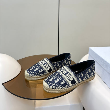 CD GRANVILLE ESPADRILLE BLUE OBLIQUE EMBROIDERED COTTON 01