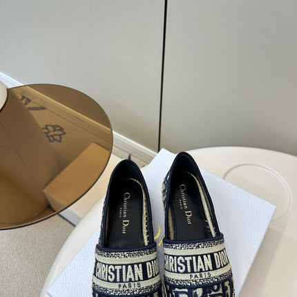 CD GRANVILLE ESPADRILLE BLUE OBLIQUE EMBROIDERED COTTON 01