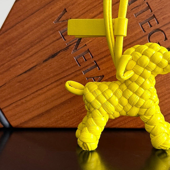 BOTTEGA VENETA 25S DOG CHARM IN LEMON YELLOW CALFSKIN