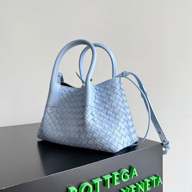 BOTTEGA VENETA 25S SMALL PINACOTECA REVERSIBLE BAG 24 IN LIGHT BLUE CALFSKIN