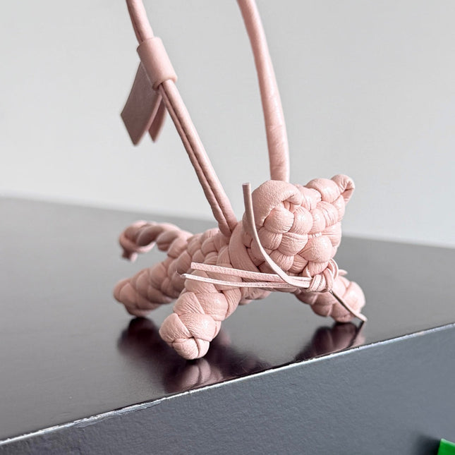 BOTTEGA VENETA 25S CAT CHARM IN LIGHT PINK CALFSKIN