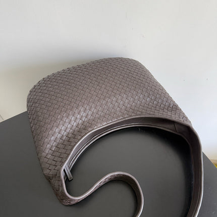 BOTTEGA VENETA 25S LARGE VENETO BAG 38 IN DARK BROWN CALFSKIN SILVER HARDWARE