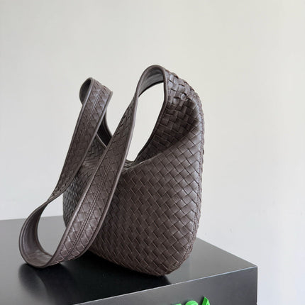 BOTTEGA VENETA 25S LARGE VENETO BAG 38 IN DARK BROWN CALFSKIN SILVER HARDWARE