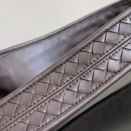 BOTTEGA VENETA 25S LARGE VENETO BAG 38 IN DARK BROWN CALFSKIN SILVER HARDWARE