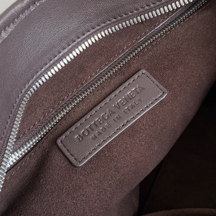 BOTTEGA VENETA 25S LARGE VENETO BAG 38 IN DARK BROWN CALFSKIN SILVER HARDWARE