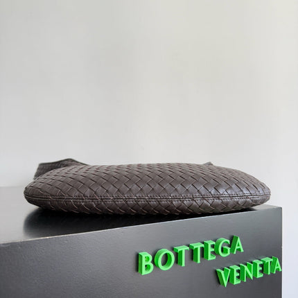 BOTTEGA VENETA 25S LARGE VENETO BAG 38 IN DARK BROWN CALFSKIN SILVER HARDWARE