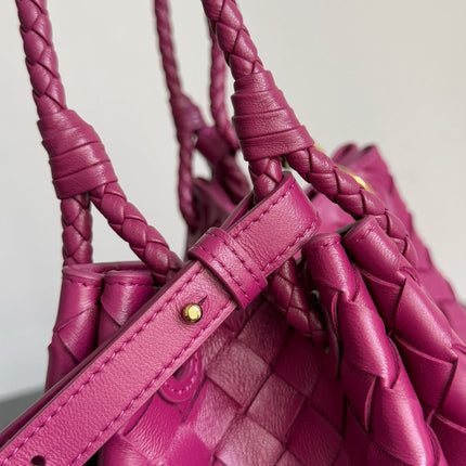 BOTTEGA VENETA 25S SMALL PARACHUTE 29 IN RASPBERRY PINK CALFSKIN GOLD HARDWARE