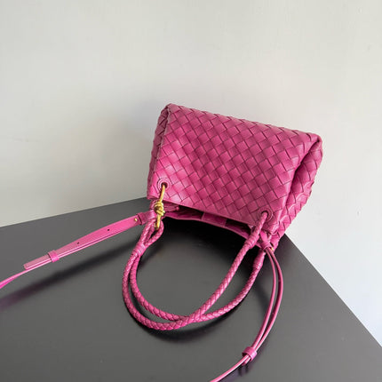 BOTTEGA VENETA 25S SMALL PARACHUTE 29 IN RASPBERRY PINK CALFSKIN GOLD HARDWARE