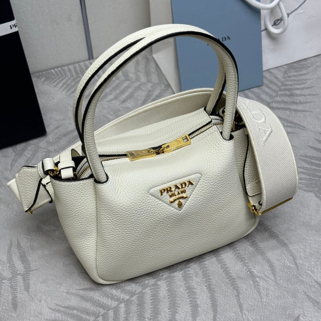 PRADA 25S SMALL BAG 23 IN IVORY CALFSKIN GOLD HARDWRE