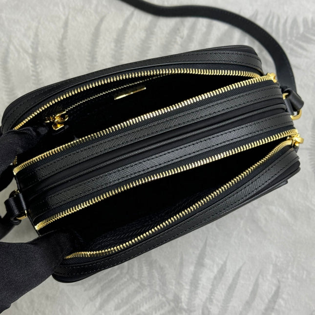 PRADA 25S RE-EDITION 1978 MINI 21 IN BLACK NYLON AND SAFFIANO CALFSKIN