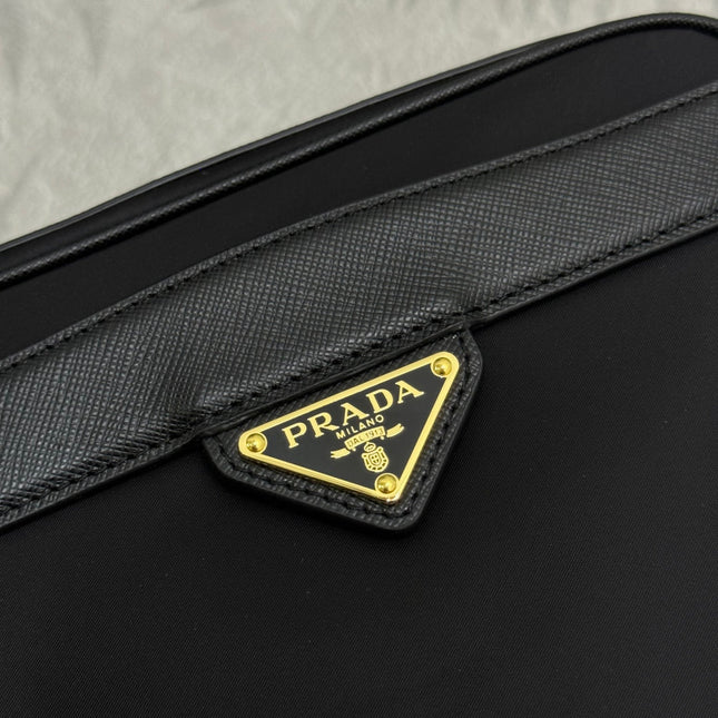 PRADA 25S RE-EDITION 1978 MINI 21 IN BLACK NYLON AND SAFFIANO CALFSKIN