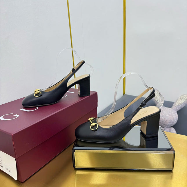 GG HIGH HEELS 65 IN BLACK LAMBSKIN WITH GOLD HARDWARE