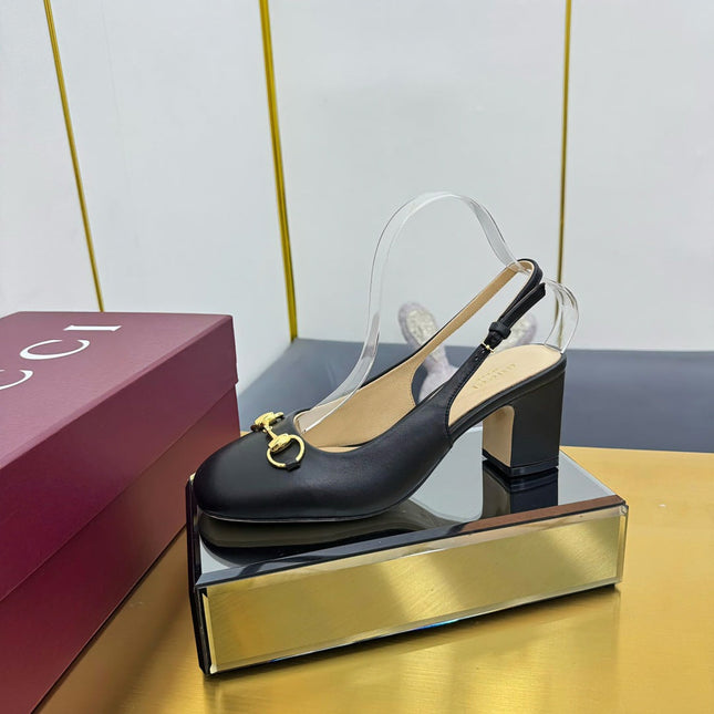 GG HIGH HEELS 65 IN BLACK LAMBSKIN WITH GOLD HARDWARE