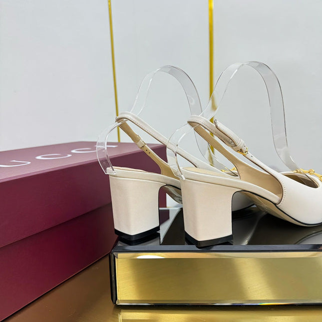 GG HIGH HEELS 65 IN CREAM WHITE LAMBSKIN WITH GOLD HARDWARE