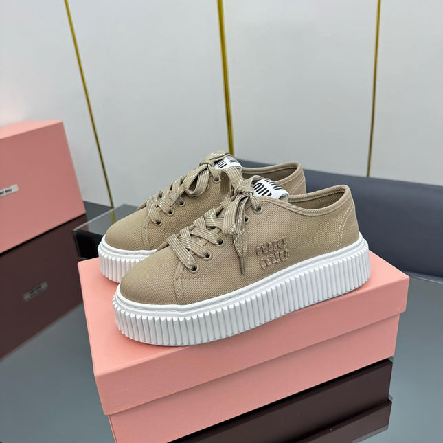 WASH SNEAKER IN DARK BEIGE DENIM