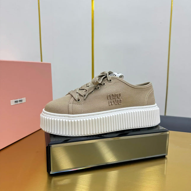 WASH SNEAKER IN DARK BEIGE DENIM