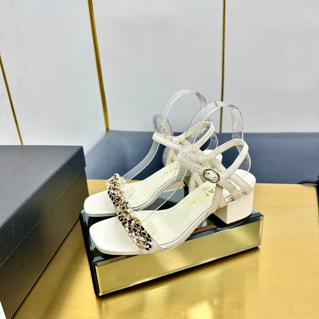 CC HIGH SANDAL 25S IN CREAM WHITE CALFSKIN