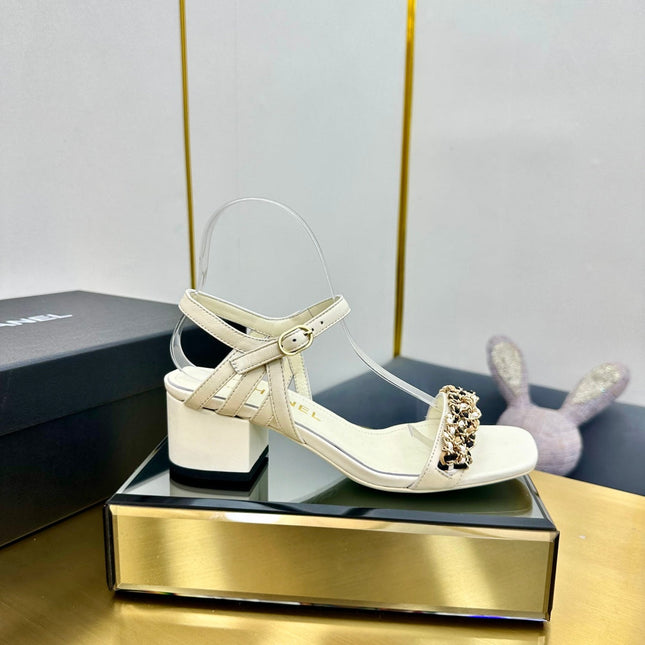 CC HIGH SANDAL 25S IN CREAM WHITE CALFSKIN