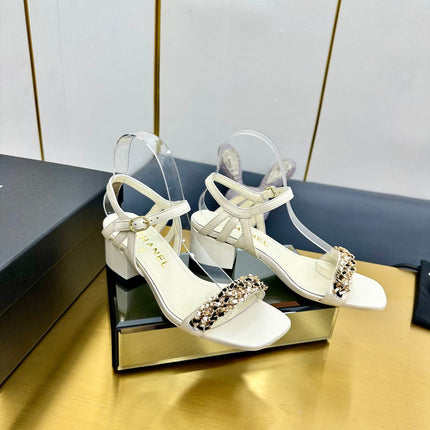 CC HIGH SANDAL 25S IN CREAM WHITE CALFSKIN