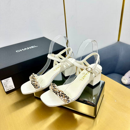 CC HIGH SANDAL 25S IN CREAM WHITE CALFSKIN