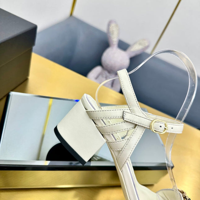 CC HIGH SANDAL 25S IN CREAM WHITE CALFSKIN