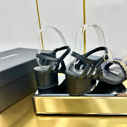 CC HIGH SANDAL 25S IN BLACK CALFSKIN