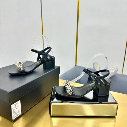 CC HIGH SANDAL 25S IN BLACK CALFSKIN