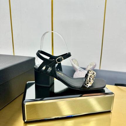 CC HIGH SANDAL 25S IN BLACK CALFSKIN