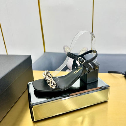 CC HIGH SANDAL 25S IN BLACK CALFSKIN