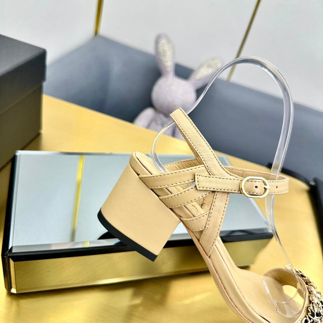 CC HIGH SANDAL 25S IN BEIGE CALFSKIN