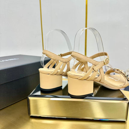 CC HIGH SANDAL 25S IN BEIGE CALFSKIN